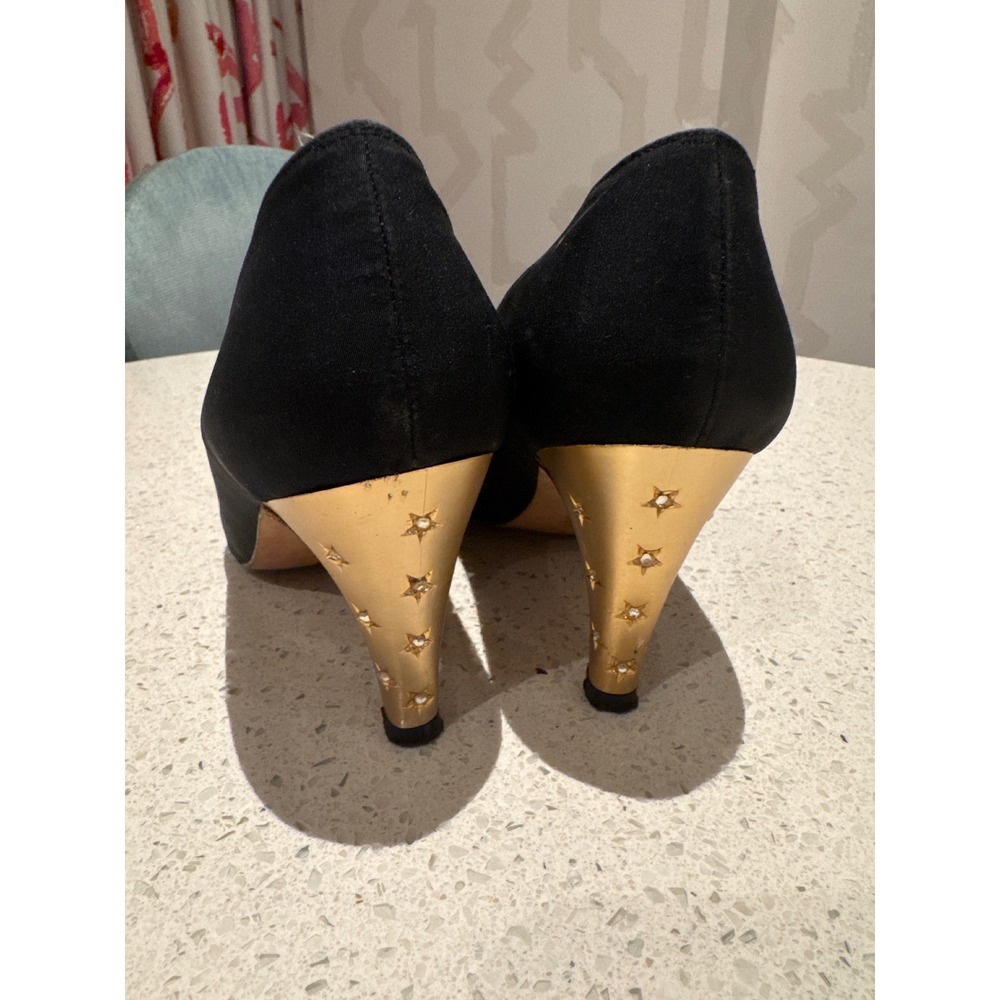 Timothy Hitsman Vintage Black Pumps Gold Star Studded Heels Size 6.5 24308 - Picture 5 of 7